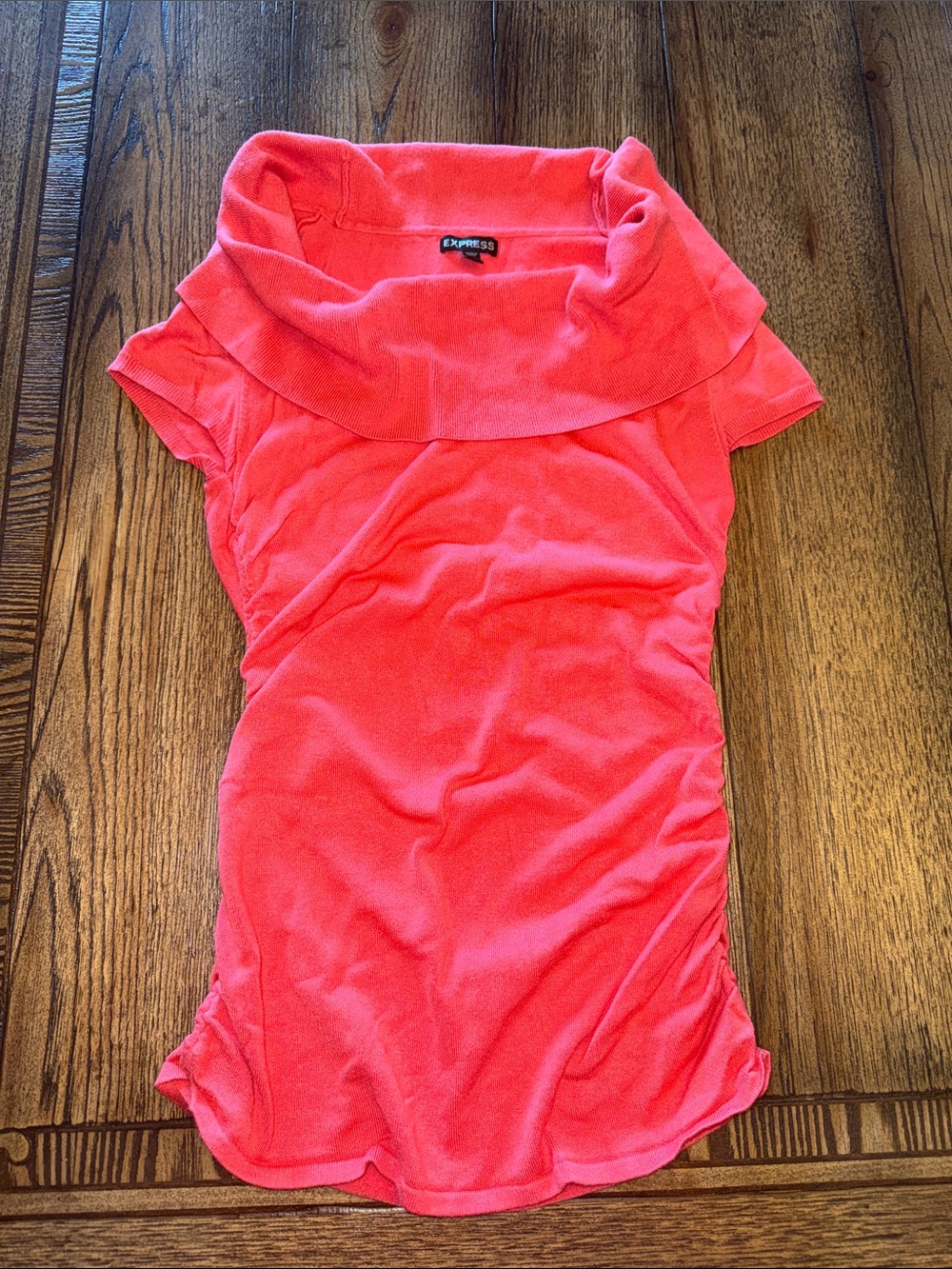 Express Pink Cowl Neck Short Sleeve Tunic